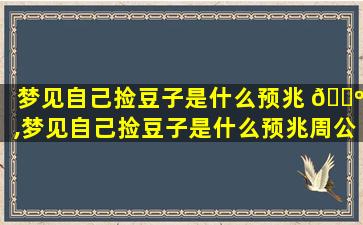 梦见自己捡豆子是什么预兆 🐺 ,梦见自己捡豆子是什么预兆周公解 🦈 梦